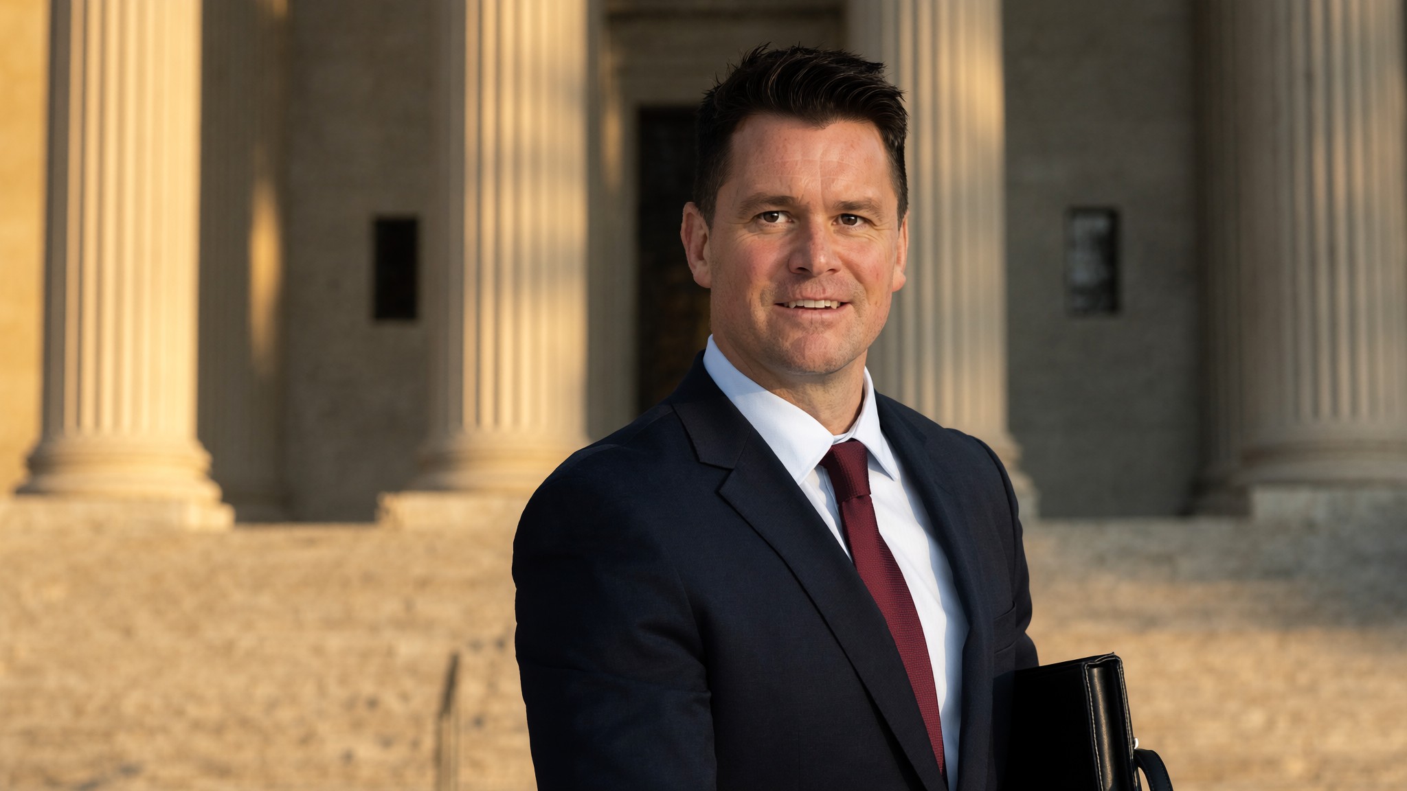 Robb MacDonald, Toronto criminal defence lawyer, on the courthouse steps
